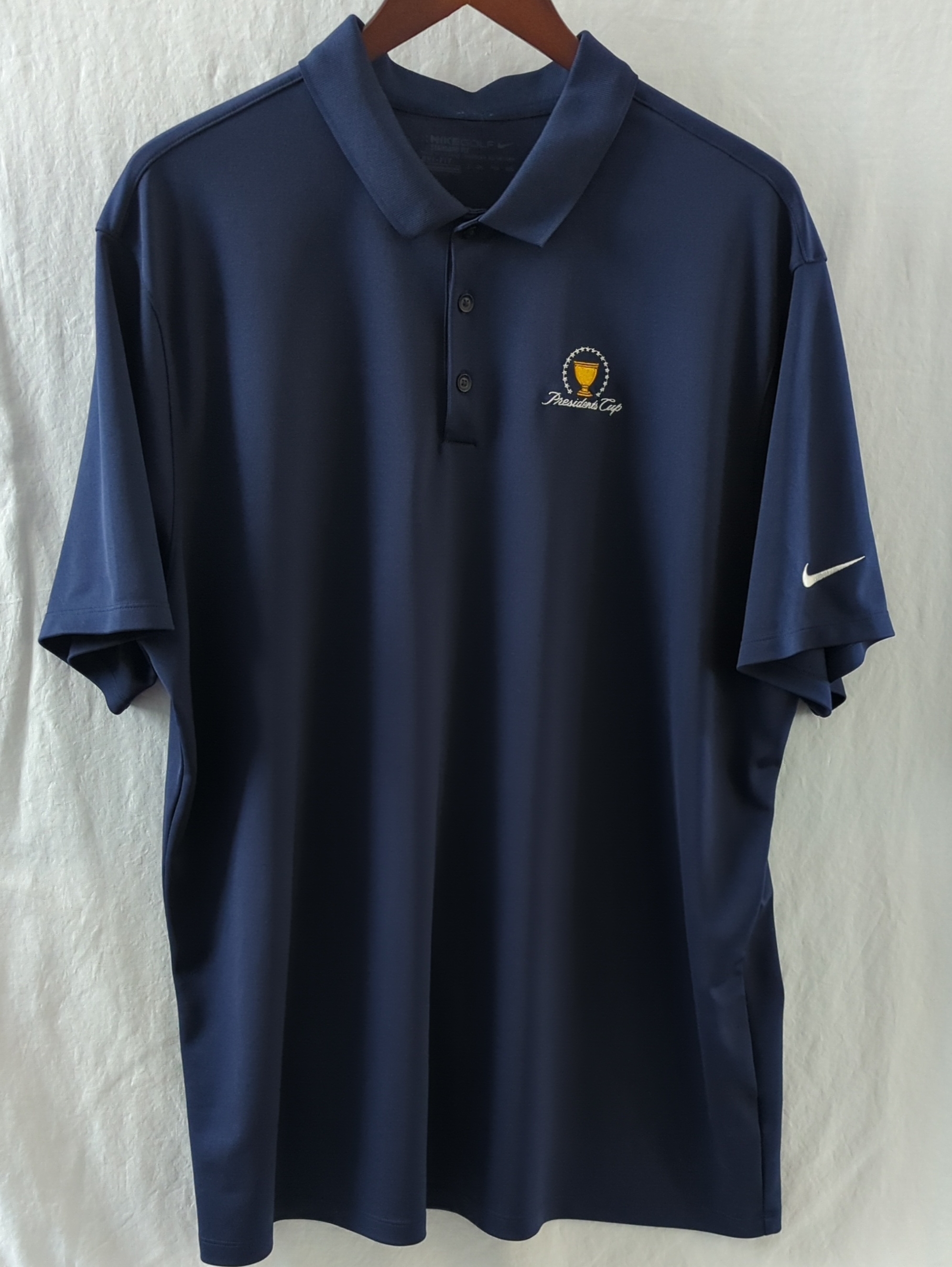 Nike Golf Presidents Cup Polo Shirt Mens Xxl 2xl Navy Blue Standard Fit Pga Tour